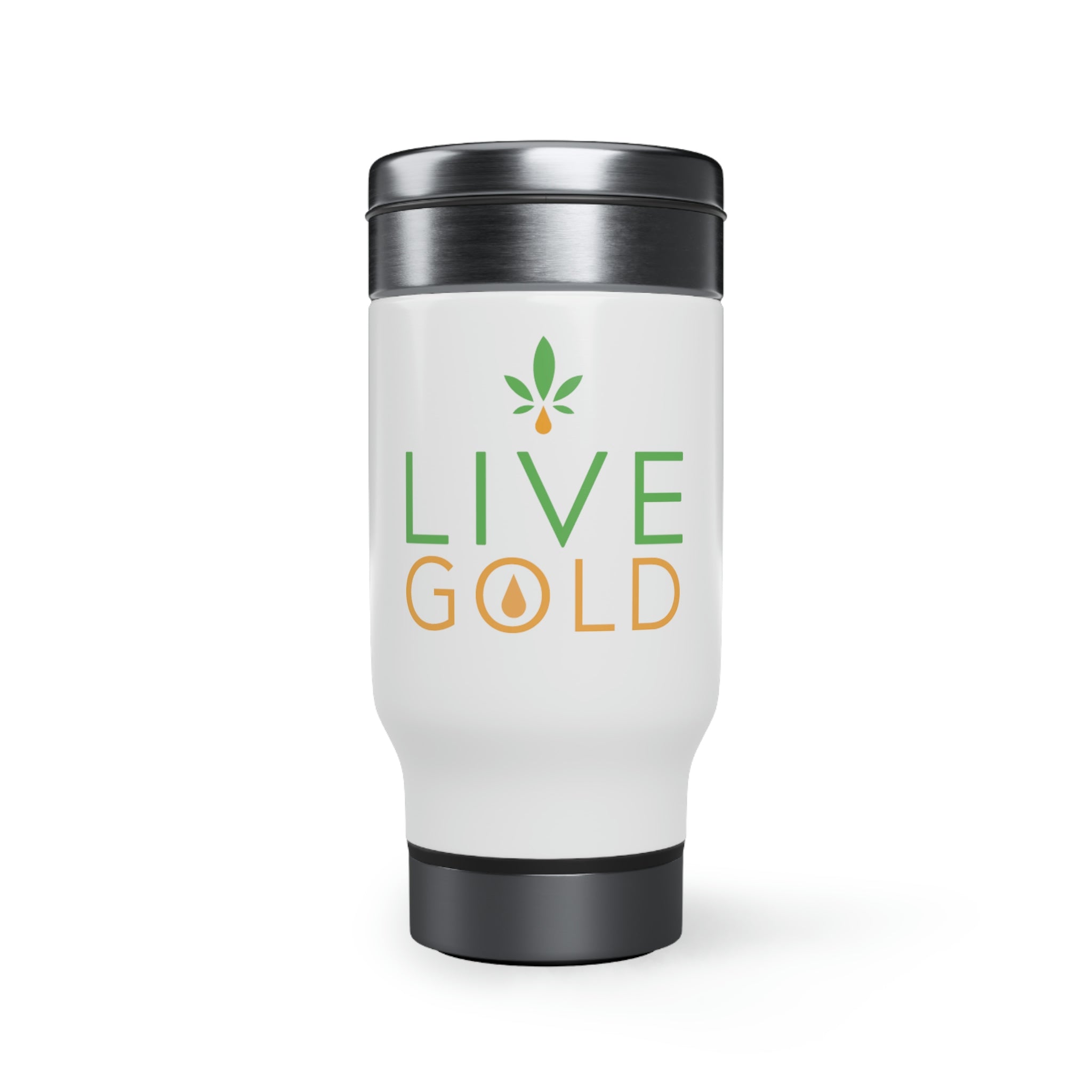 Stainless Steel Travel Mug with Handle, 14oz - GOLD