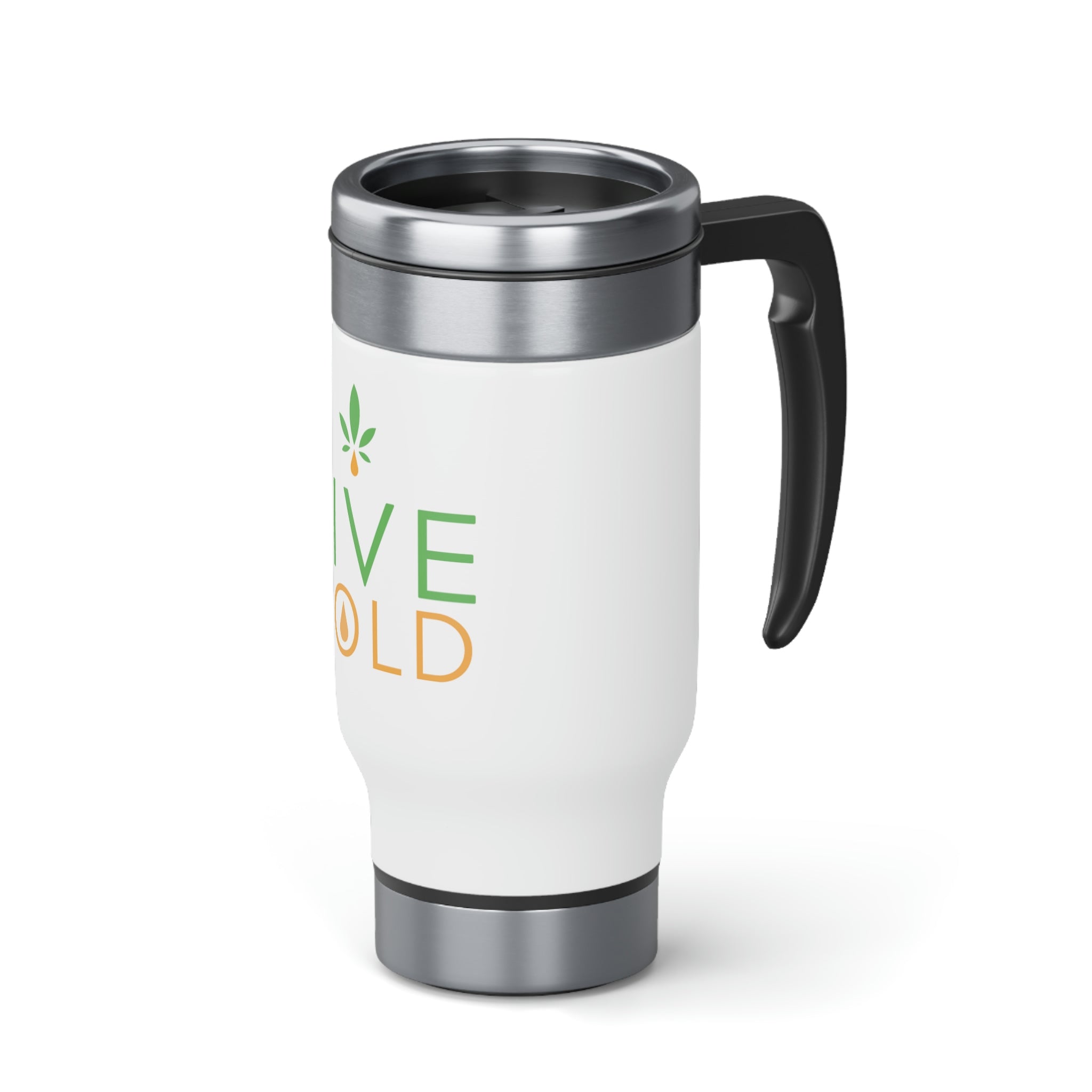 Stainless Steel Travel Mug with Handle, 14oz - GOLD