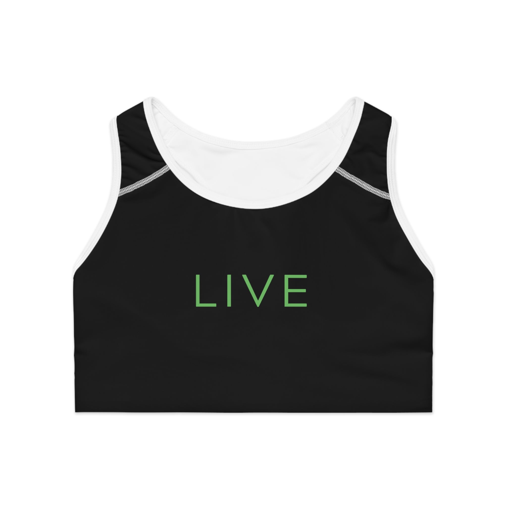 Sports Bra (AOP) - LIVE (Black)
