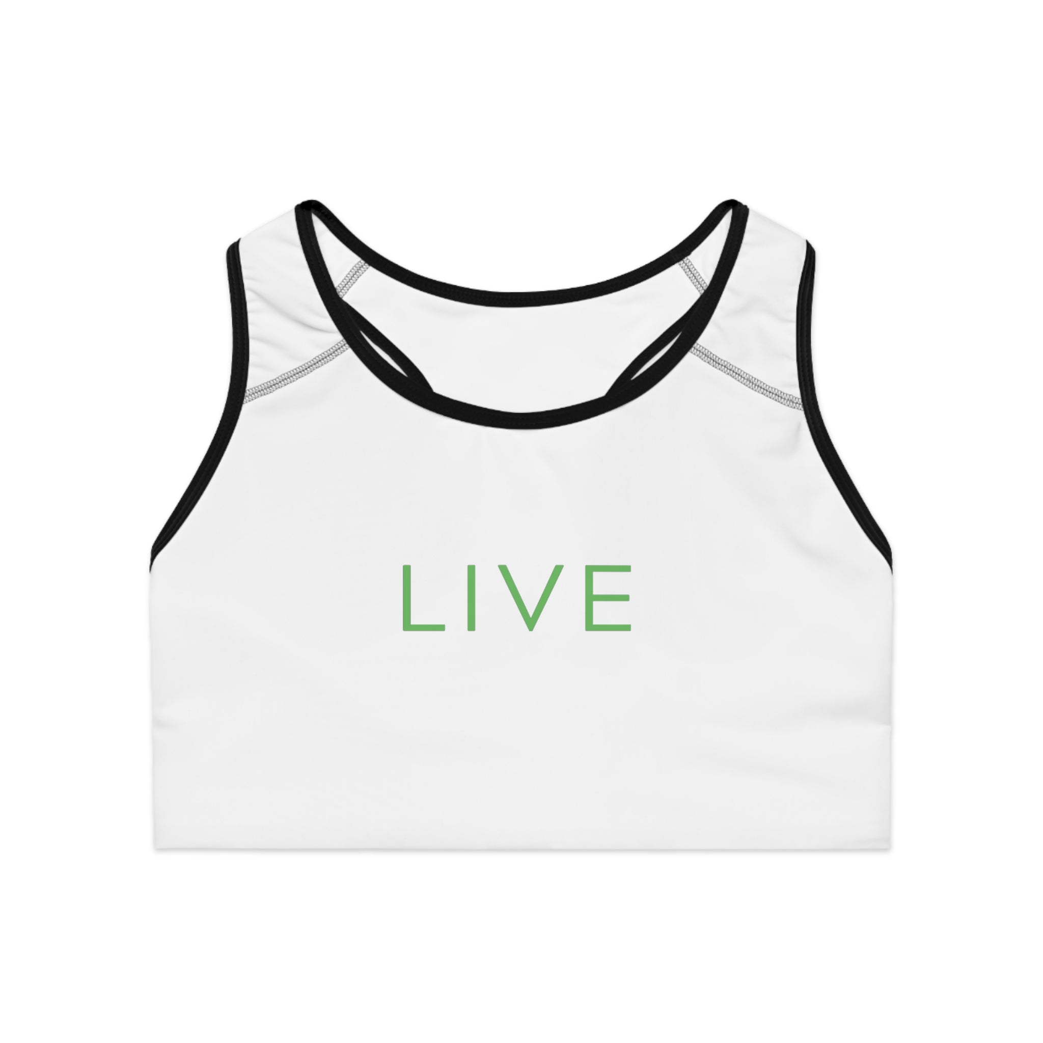 Sports Bra (AOP) - LIVE (White)