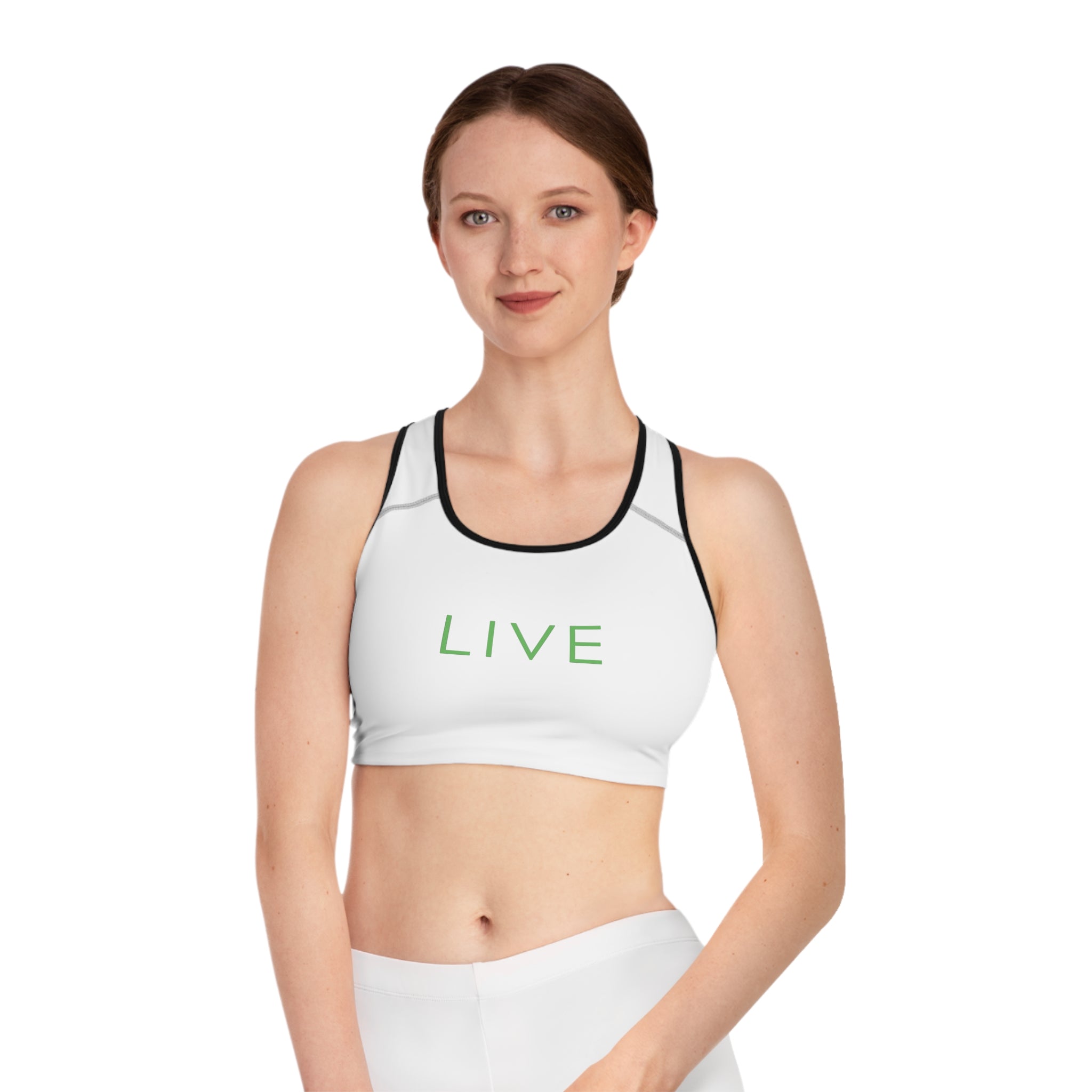 Sports Bra (AOP) - LIVE (White)