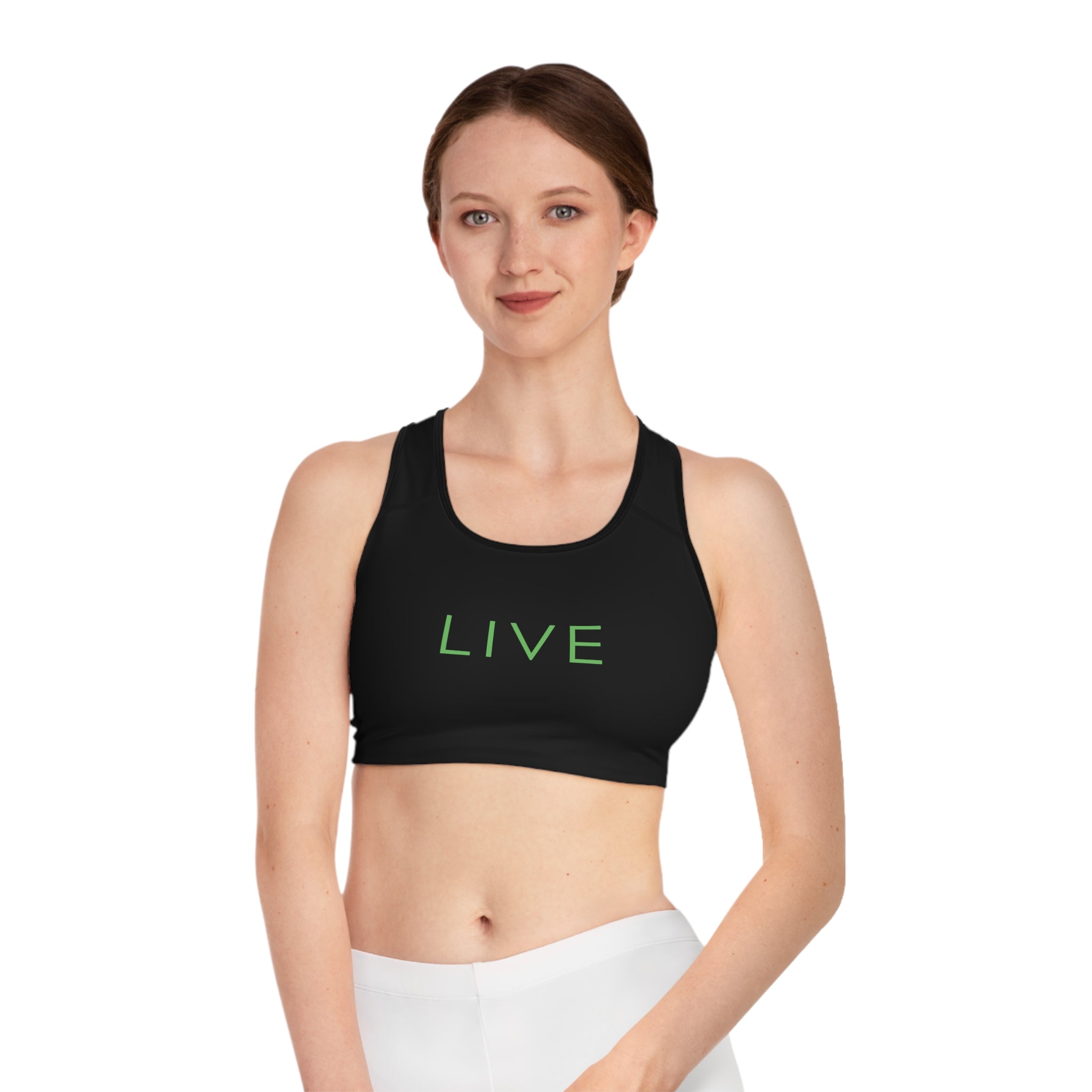 Sports Bra (AOP) - LIVE (Black)