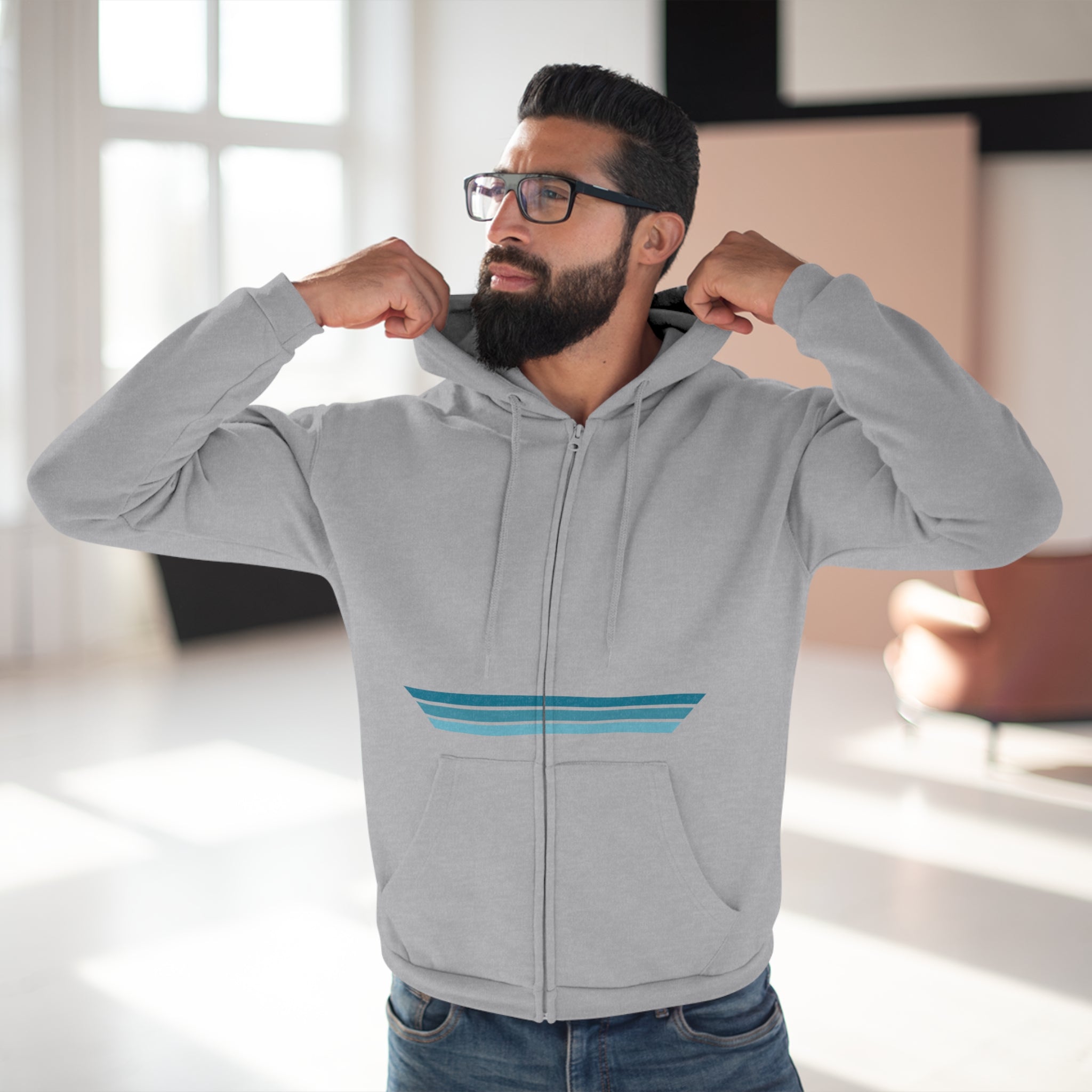 Unisex Hooded Zip Sweatshirt - Blue Dream