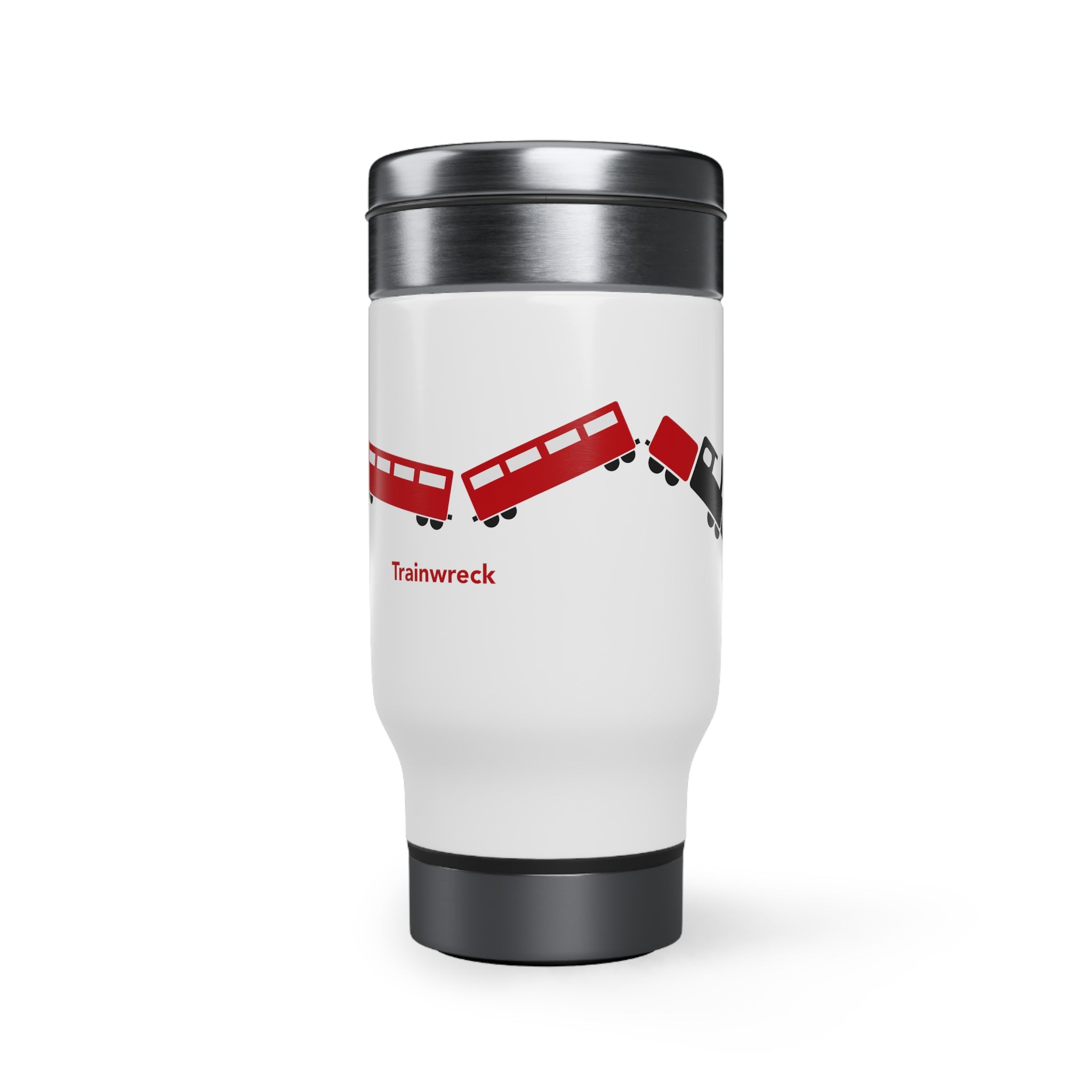 Stainless Steel Travel Mug with Handle, 14oz - Trainwreck