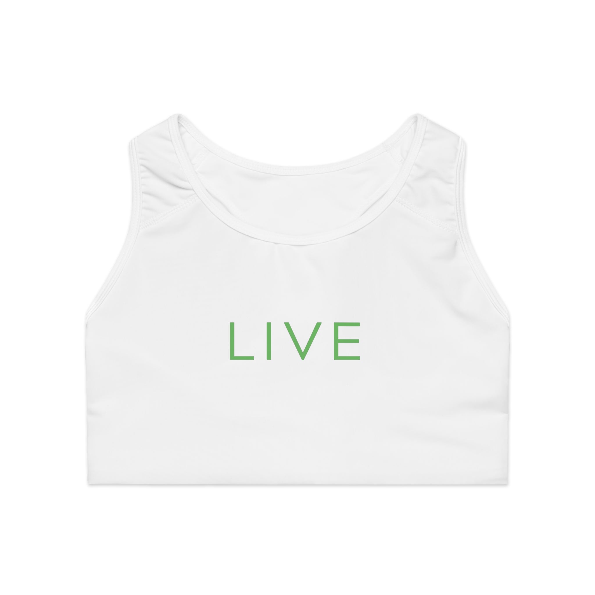 Sports Bra (AOP) - LIVE (White)
