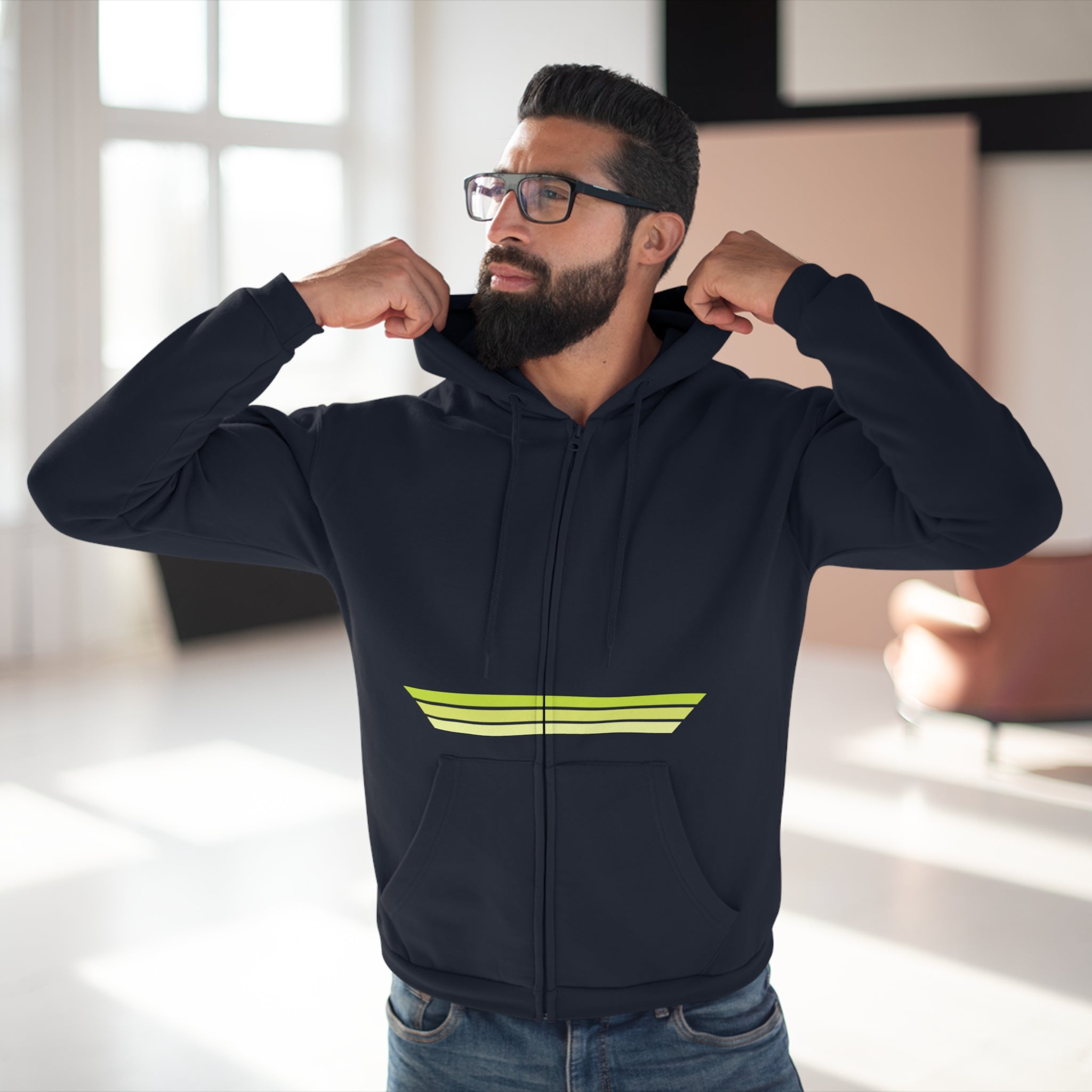 Unisex Hooded Zip Sweatshirt - Green Crack