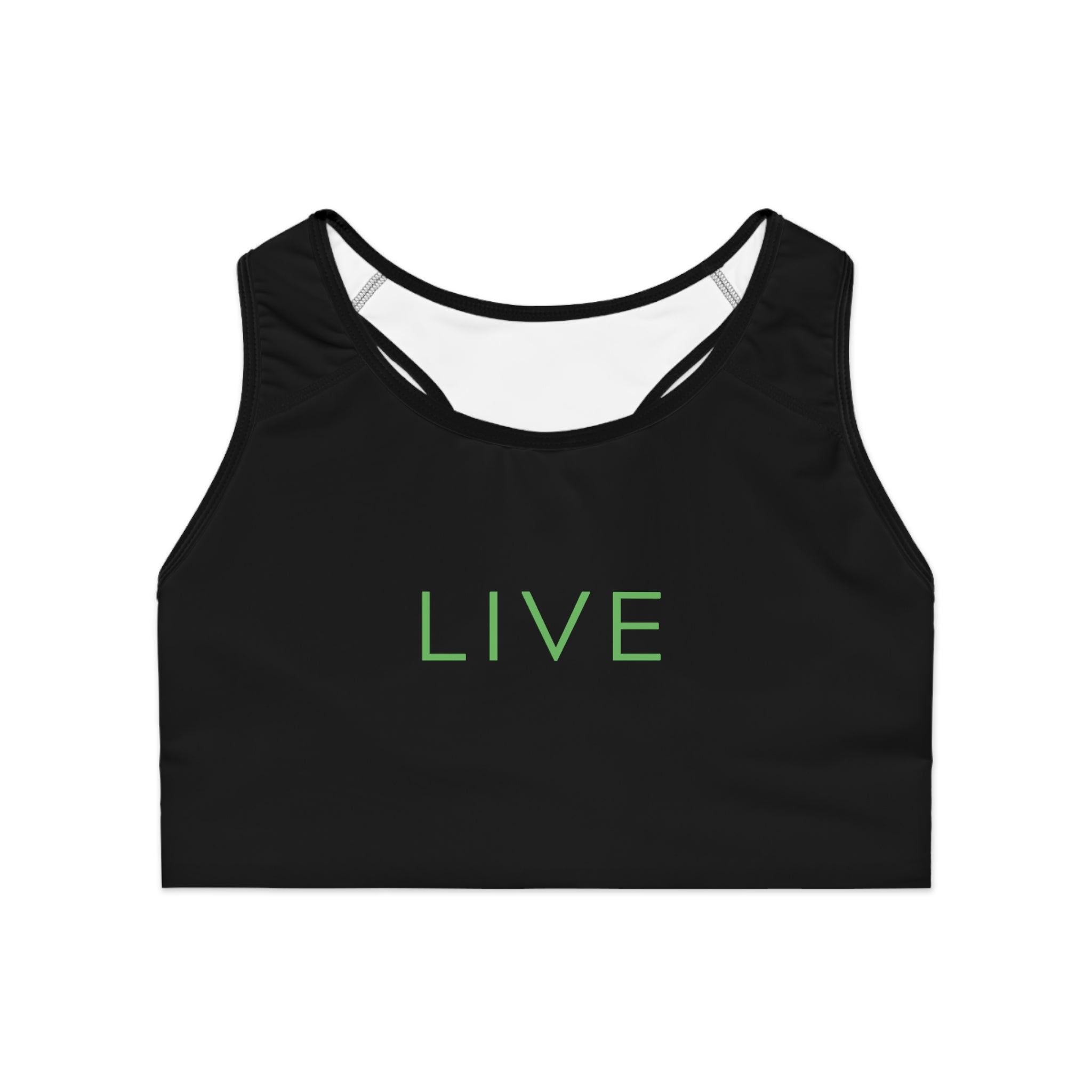 Sports Bra (AOP) - LIVE (Black)