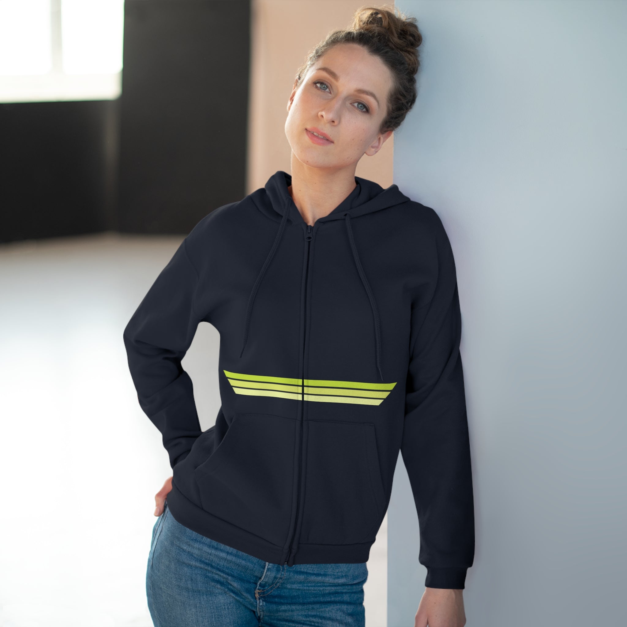 Unisex Hooded Zip Sweatshirt - Green Crack
