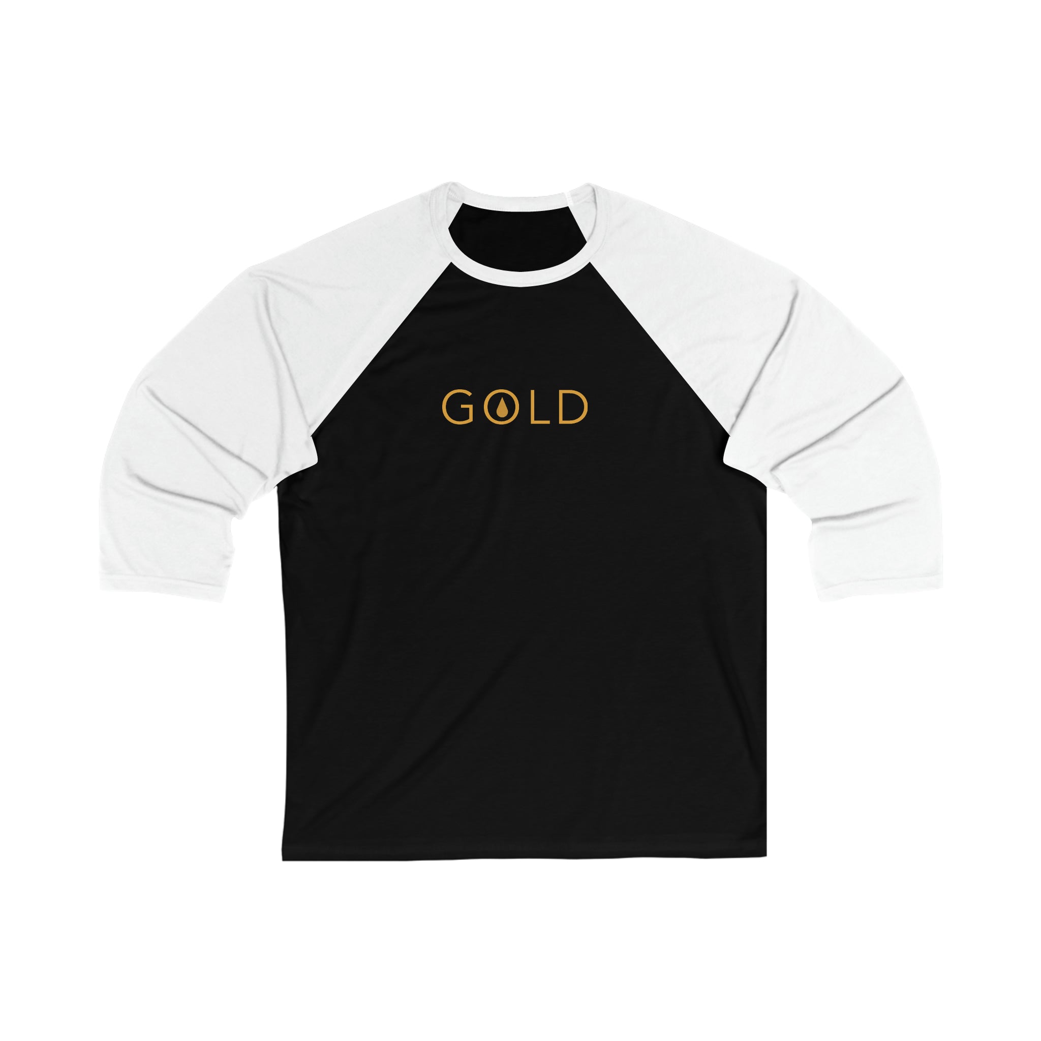 Unisex 3\4 Sleeve Baseball Tee - GOLD