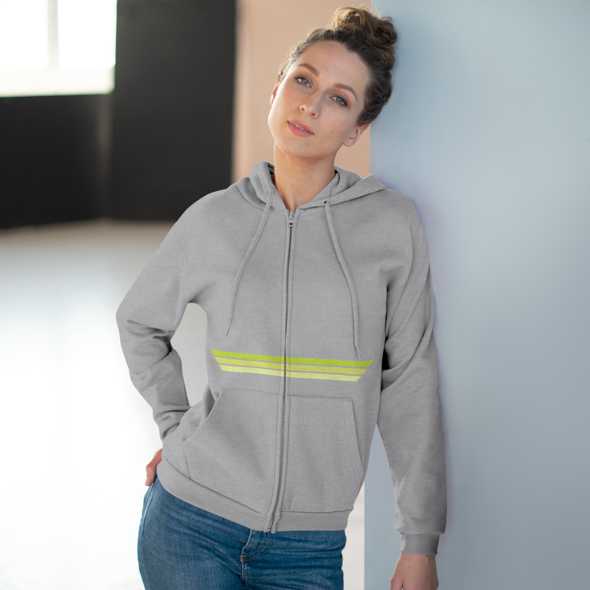 Unisex Hooded Zip Sweatshirt - Green Crack