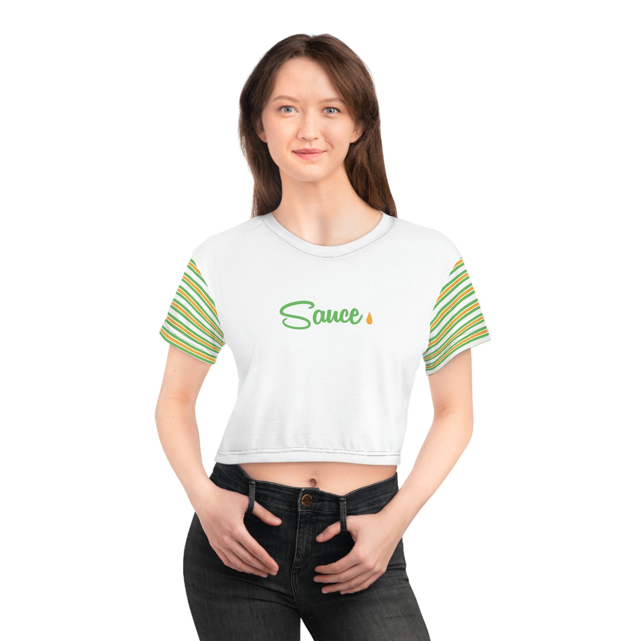 WHITE AOP Crop Tee - SAUCE